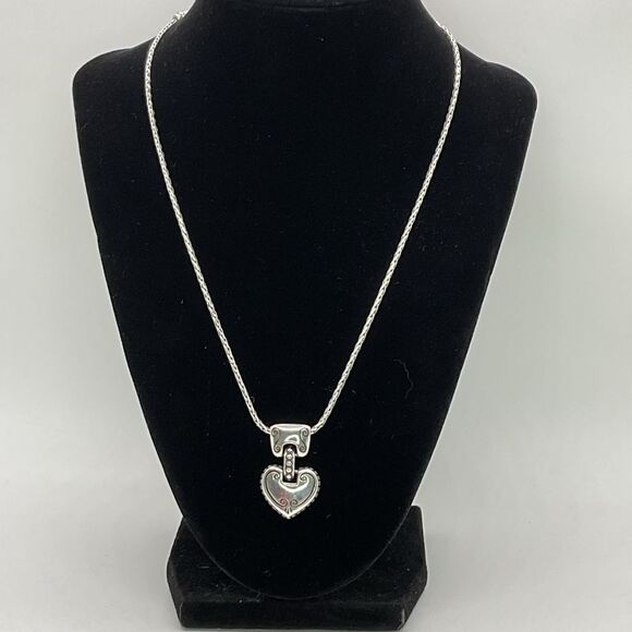 Brighton Jewelry - Brighton Cafe Au Lait Silver Played Heart Pendant Necklace